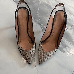 Elegant Black and Cream Slingback Heels